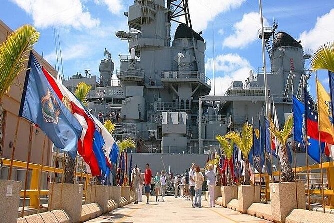 Battleships of WWII at Pearl Harbor Departing from Waikiki - USS Oklahoma Memorial: the land-based memorial on Ford Island