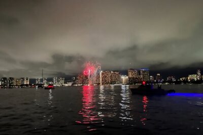 Friday Night Waikiki Fireworks Cruise - Stop 1: Waikiki Beach coastal cruise for city-light views