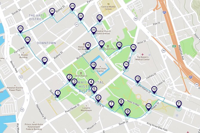 Honolulu Historic District a Smartphone Audio Walking Tour - King Kalakaua, Kamehameha I, and the legends you can spot