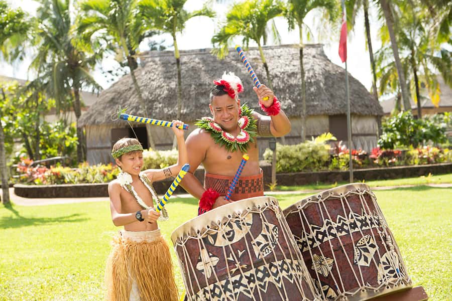 Oahu: Islands of Polynesia and "HA: Breath of Life Show" - Fiji village: derua music, a temple tour, and the Canoe Pageant buildup